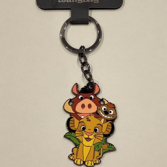 Loungefly Disney The Lion King Simba Pumbaa Timon Trio Keychain NEW - Picture 2 of 12